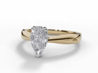 Diamond Solitaire Engagement Ring Diamond-Set Band Certified Pear Shape Diamond 100% Recycled, Hallmarked 18ct. Yellow Gold