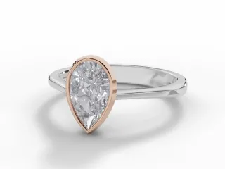 Diamond Solitaire Engagement Ring Plain Polish Band Certified Pear-Shape Diamond 100% Recycled, Hallmarked 18ct. White Gold
