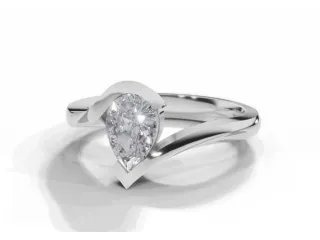 Diamond Solitaire Engagement Ring Diamond-Set Band Certified Pear Shape Diamond 100% Recycled, Hallmarked 18ct. White Gold