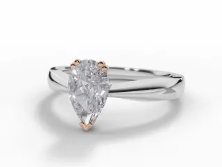 Diamond Solitaire Engagement Ring Diamond-Set Band Certified Pear Shape Diamond 100% Recycled, Hallmarked 18ct. White Gold