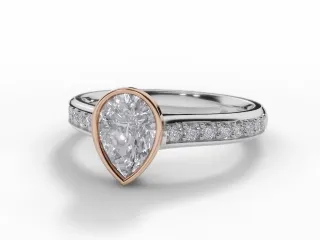 Diamond-Set Band Engagement Ring Grain-Set Diamond Band Certified Pear-Shape Diamond 100% Recycled, Hallmarked 18ct. White and Rose Gold