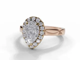 Diamond Halo Engagement Ring Plain Polish Band Certified Pear Shape Diamond 100% Recycled, Hallmarked 18ct. Rose Gold