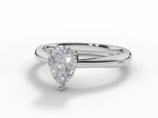 Diamond Solitaire Engagement Ring Plain Polish Band Certified Pear Shape Diamond 100% Recycled, Hallmarked 18ct. White Gold and Platinum