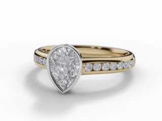 Diamond-Set Band Engagement Ring Channel-Set Diamond Band Certified Pear Shape Diamond 100% Recycled, Hallmarked Platinum and 18ct. Yellow Gold