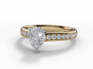 Diamond-Set Band Engagement Ring Grain-Set Diamond Band Certified Pear Shape Diamond 100% Recycled, Hallmarked Platinum and 18ct. Yellow Gold