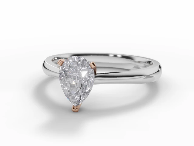 Diamond Solitaire Engagement Ring Plain Polish Band Certified Pear Shape Diamond 100% Recycled, Hallmarked Platinum