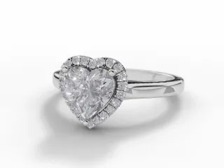 Diamond Halo Engagement Ring Plain Polish Band Certified Heart-Shape Diamond 100% Recycled, Hallmarked Platinum