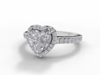 Diamond Halo Engagement Ring 1 Carat Heart Shape Diamond 100% Recycled, Hallmarked Platinum Micro Pavé Diamond-Set Band