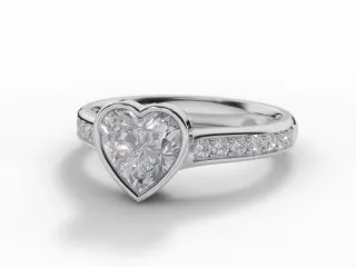 Diamond-Set Band Engagement Ring Grain-Set Diamond Band Certified Heart Shape Diamond 100% Recycled, Hallmarked Platinum