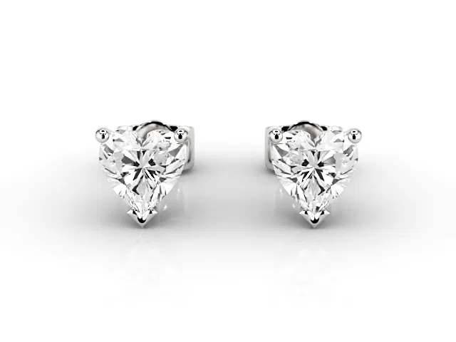 4-Claw Earrings<br />Certified Heart-Shape Diamonds<br />100% Recycled, Hallmarked Platinum 4-Claw Earrings<br />Certified Heart-Shape Diamonds<br />100% Recycled, Hallmarked Platinum