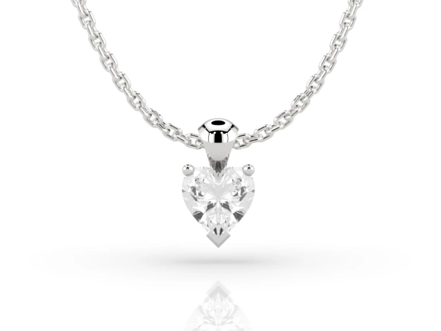 Claw-Set Diamond Pendant Diamond Pendant Certified  Heart-Shape Diamond 100% Recycled, Hallmarked Platinum