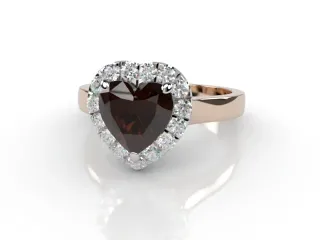 Chocolate Quartz & Diamond Engagement Ring Plain Polish Band Heart Shape Coloured Stone 100% Recycled, Hallmarked 18ct. Rose Gold