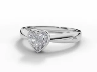 Diamond Solitaire Engagement Ring Plain Polish Band Certified Heart Shape Diamond 100% Recycled, Hallmarked 18ct. White Gold