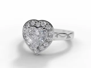 Diamond Halo Engagement Ring Plain Polish Band Certified Heart Shape Diamond 100% Recycled, Hallmarked 18ct. White Gold