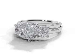 Diamond 3 Stone Engagement Ring Plain Polish Band Certified Heart-Shape Diamond 100% Recycled, Hallmarked 18ct. White Gold