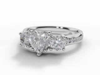 Diamond 3 Stone Engagement Ring Channel-Set Diamond Band Certified Heart-Shape Diamond 100% Recycled, Hallmarked 18ct. White Gold
