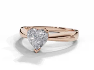 Diamond Solitaire Engagement Ring Plain Polish Band Certified Heart Shape Diamond 100% Recycled, Hallmarked 18ct. Rose Gold