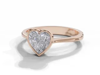 Diamond Solitaire Engagement Ring Plain Polish Band Certified Heart Shape Diamond 100% Recycled, Hallmarked 18ct. Rose Gold