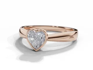 Diamond Solitaire Engagement Ring Plain Polish Band Certified Heart-Shape Diamond 100% Recycled, Hallmarked 18ct. Rose Gold