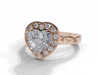 Diamond Halo Engagement Ring Plain Polish Band Certified Heart Shape Diamond 100% Recycled, Hallmarked 18ct. Rose Gold