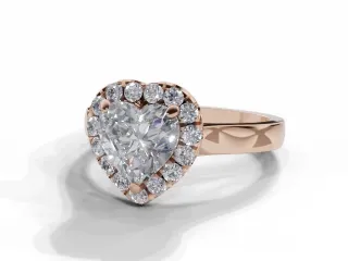 Diamond Halo Engagement Ring Plain Polish Band Certified Heart Shape Diamond 100% Recycled, Hallmarked 18ct. Rose Gold