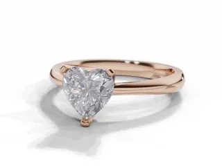 Diamond Solitaire Engagement Ring 1 Carat Heart Shape Diamond 100% Recycled, Hallmarked 18 Carat Rose Gold Plain Polish Band