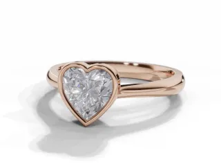 Diamond Solitaire Engagement Ring Plain Polish Band Certified Heart Shape Diamond 100% Recycled, Hallmarked 18ct. Rose Gold