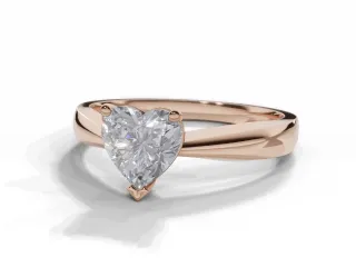 Diamond Solitaire Engagement Ring Plain Polish Band Certified Heart-Shape Diamond 100% Recycled, Hallmarked 18ct. Rose Gold