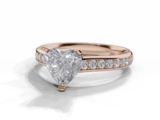 Diamond-Set Band Engagement Ring Grain-Set Diamond Band Certified Heart Shape Diamond 100% Recycled, Hallmarked 18ct. Rose Gold