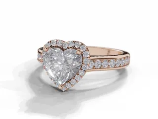 Diamond Halo Engagement Ring Grain-Set Diamond Band Certified Heart Shape Diamond 100% Recycled, Hallmarked 18ct. Rose Gold