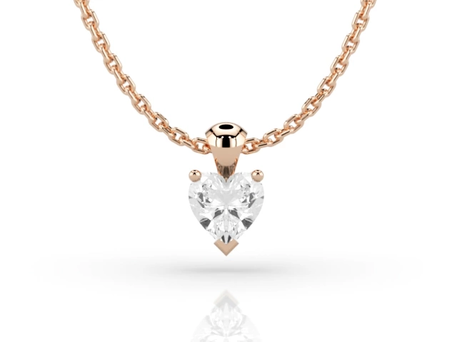 Claw-Set Diamond Pendant Diamond Pendant Certified  Heart-Shape Diamond 100% Recycled, Hallmarked 18ct. Rose Gold