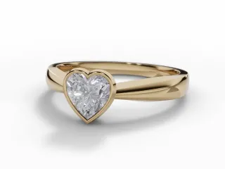 Diamond Solitaire Engagement Ring Plain Polish Band Certified Heart Shape Diamond 100% Recycled, Hallmarked 18ct. Yellow Gold