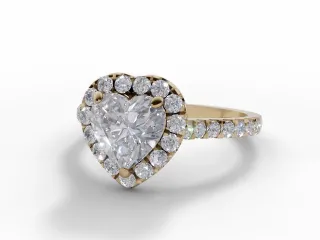 Diamond Halo Engagement Ring Micro Pavé Diamond-Set Band Certified Heart-Shape Diamond 100% Recycled, Hallmarked 18ct. Yellow Gold