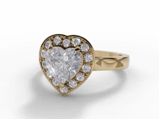 Diamond Halo Engagement Ring Plain Polish Band Certified Heart Shape Diamond 100% Recycled, Hallmarked 18ct. Yellow Gold