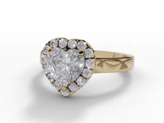 Diamond Halo Engagement Ring Plain Polish Band Certified Heart Shape Diamond 100% Recycled, Hallmarked 18ct. Yellow Gold