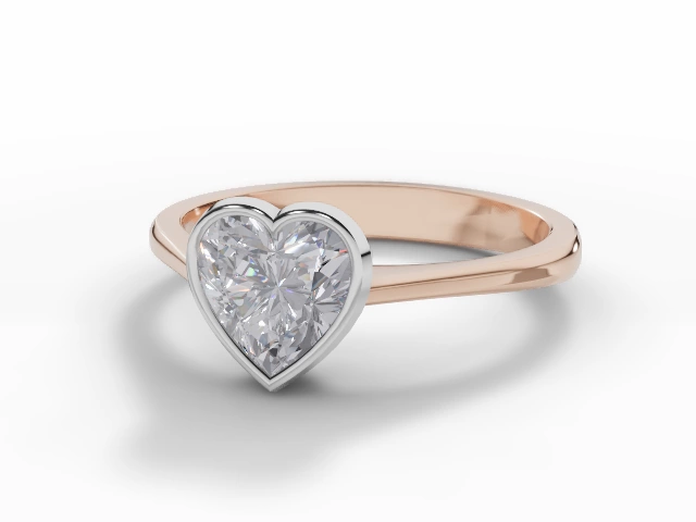 Diamond Solitaire Engagement Ring Plain Polish Band Certified Heart Shape Diamond 100% Recycled, Hallmarked 18ct. Rose Gold