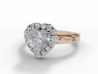 Diamond Halo Engagement Ring Plain Polish Band Certified Heart Shape Diamond 100% Recycled, Hallmarked 18ct. Rose Gold