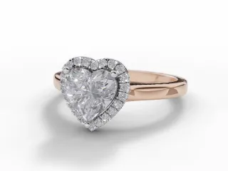 Diamond Halo Engagement Ring Plain Polish Band Certified Heart Shape Diamond 100% Recycled, Hallmarked 18ct. Rose Gold