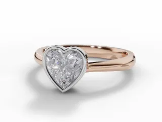 Diamond Solitaire Engagement Ring Plain Polish Band Certified Heart Shape Diamond 100% Recycled, Hallmarked 18ct. Rose Gold