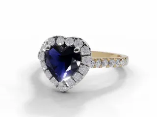 Blue Sapphire & Diamond Engagement Ring Micro Pavé Diamond-Set Band Heart Shape Coloured Stone 100% Recycled, Hallmarked 18ct. Yellow Gold