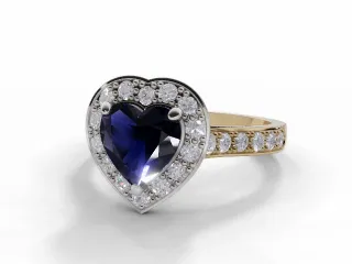 Blue Sapphire & Diamond Engagement Ring Micro Pavé Diamond-Set Band Heart Shape Coloured Stone 100% Recycled, Hallmarked 18ct. Yellow Gold