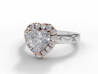 Diamond Halo Engagement Ring Plain Polish Band Certified Heart Shape Diamond 100% Recycled, Hallmarked 18ct. White Gold