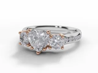 Diamond 3 Stone Engagement Ring Channel-Set Diamond Band Certified Heart Shape Diamond 100% Recycled, Hallmarked 18ct. White and Rose Gold