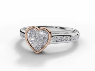 Diamond-Set Band Engagement Ring Channel-Set Diamond Band Certified Heart Shape Diamond 100% Recycled, Hallmarked 18ct. White and Rose Gold