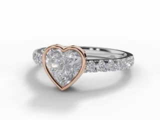 Diamond-Set Band Engagement Ring Micro Pavé Diamond-Set Band Certified Heart Shape Diamond 100% Recycled, Hallmarked 18ct. White and Rose Gold