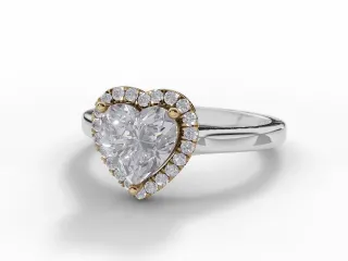 Diamond Halo Engagement Ring Plain Polish Band Certified Heart Shape Diamond 100% Recycled, Hallmarked 18ct. White Gold