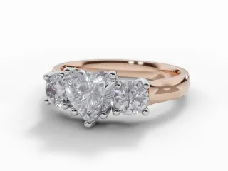 Diamond 3 Stone Engagement Ring Plain Polish Band Certified Heart Shape Diamond 100% Recycled, Hallmarked 18ct. Rose Gold