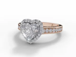 Diamond Halo Engagement Ring Grain-Set Diamond Band Certified Heart Shape Diamond 100% Recycled, Hallmarked 18ct. Rose Gold