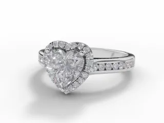Diamond Halo Engagement Ring Channel-Set Diamond Band Certified Heart-Shape Diamond 100% Recycled, Hallmarked 18ct. White Gold and Platinum