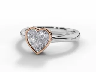 Diamond Solitaire Engagement Ring Plain Polish Band Certified Heart-Shape Diamond 100% Recycled, Hallmarked Platinum and 18ct. Yellow Gold
